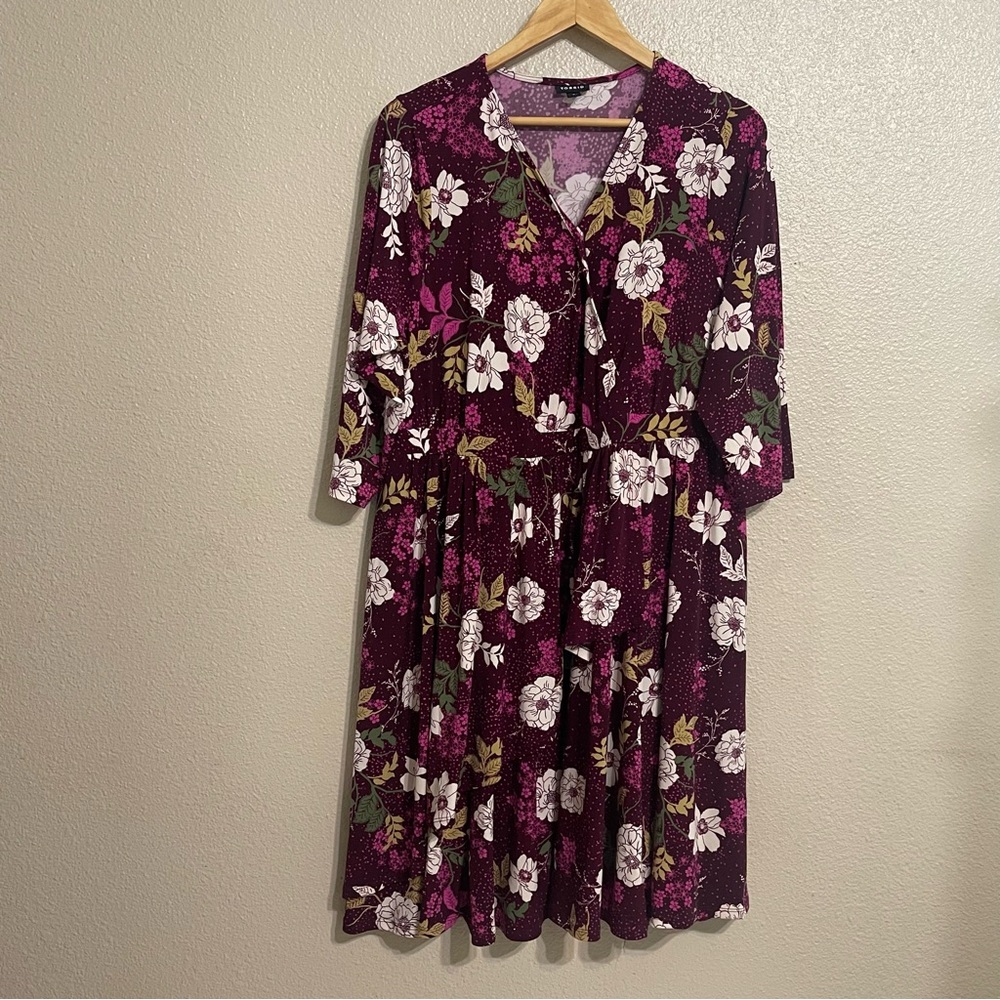 Torrid Torrid Purple Floral Faux-Wrap Dress Day - Picture 4 of 12